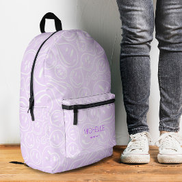 Niedliches Lächeln Girly trendy Lila zur Schule Bedruckter Rucksack