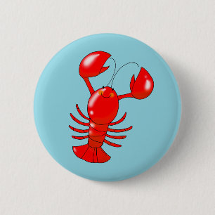 Niedliches Lächeln Hummer Cartoon Design Button