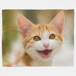 Niedliches Lächeln Kitten Face Funny Cat Meow Foto Fleecedecke