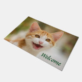 Niedliches Lächeln Kitten Face Funny Cat Meow Foto Fußmatte (Schrägansicht)