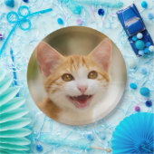 Niedliches Lächeln Kitten Face Funny Cat Meow Foto Pappteller (Party)