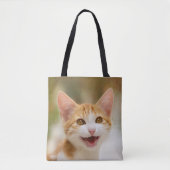 Niedliches Lächeln Kitten Face Funny Cat Meow Foto Tasche (Vorderseite)
