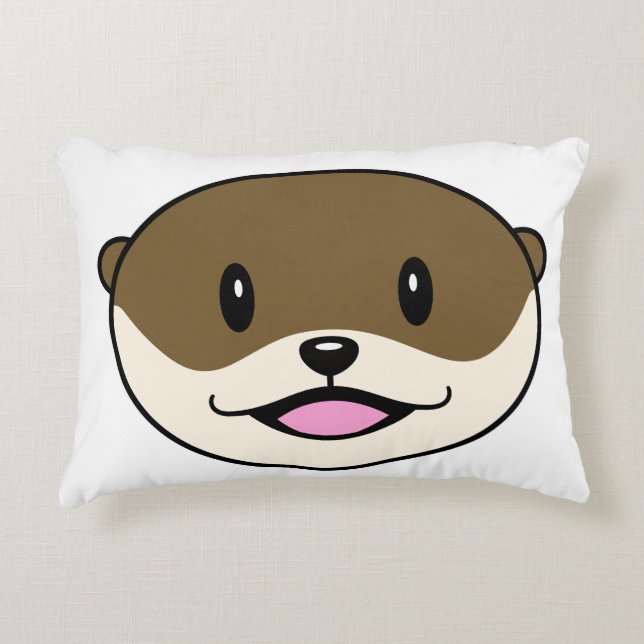 Niedliches Lächeln Otter Dekokissen (Vorderseite)