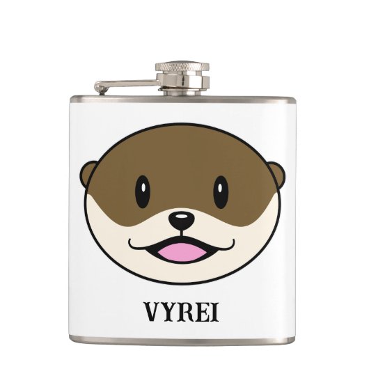 Niedliches Lächeln Otter Flachmann (Vorderseite)