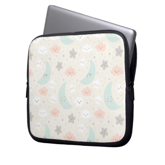 Niedliches Lächeln Pastellmuster Laptopschutzhülle (Vorderseite Links)