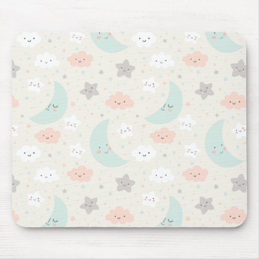 Niedliches Lächeln Pastellmuster Mousepad (Vorne)