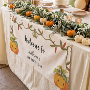 Niedliches Lächeln Pumpkin Land Geburtstag Willkom Banner