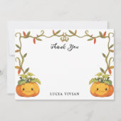 Niedliches Lächeln Pumpkin Land Vielen Dank Karte (Vorderseite)
