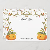 Niedliches Lächeln Pumpkin Land Vielen Dank Karte (Vorne/Hinten)