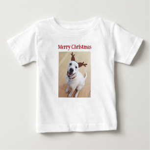 Niedliches Lächeln Rentierwelpen Weihnachten Baby T-shirt