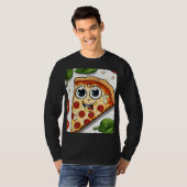 Niedliches lächelndes Cartoon-Pizzastück mit glück T-Shirt (Vorne ganz)