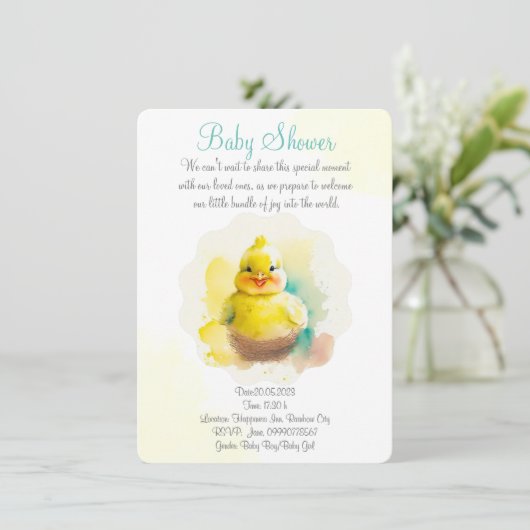 Niedliches lächelndes Hühnchen Save The Date (Stehend Vorderseite)