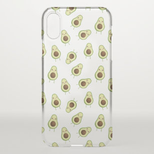 Niedliches lächelndes Kawaii Avocado-Muster klar iPhone XS Hülle