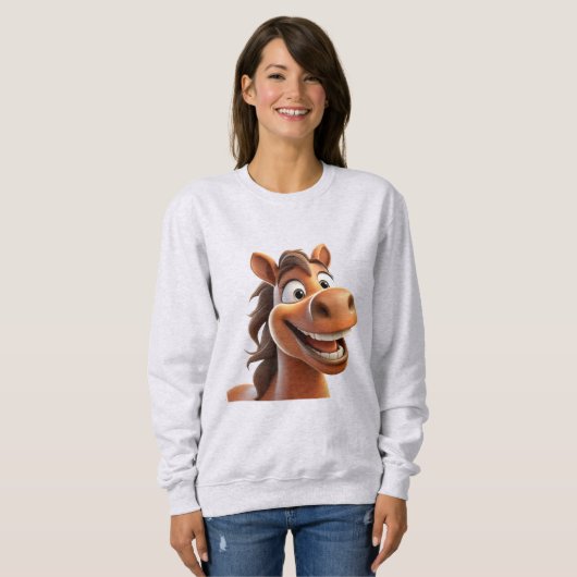 Niedliches Lächelpferd Sweatshirt (Vorne ganz)