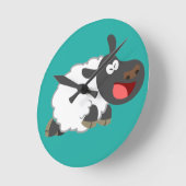 Niedliches Lachen Cartoon Schafe Runde Wanduhr (Winkel)