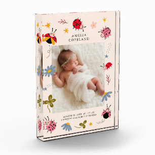 Niedliches Ladybug Baby Girl Square Foto Keepake