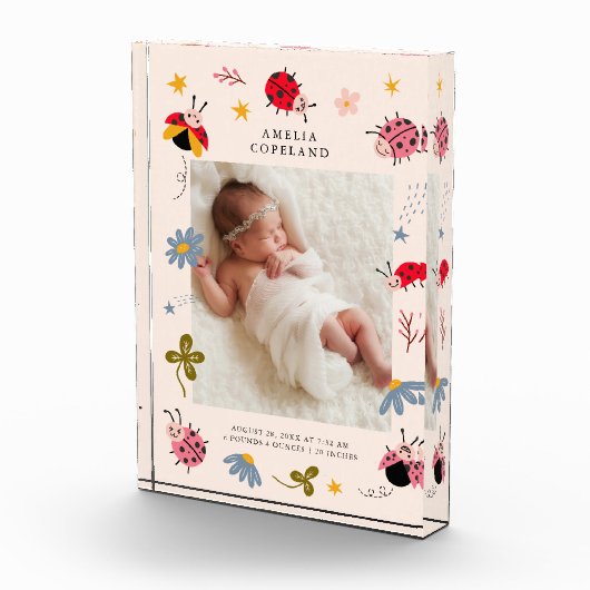 Niedliches Ladybug Baby Girl Square Foto Keepake (Rechts)