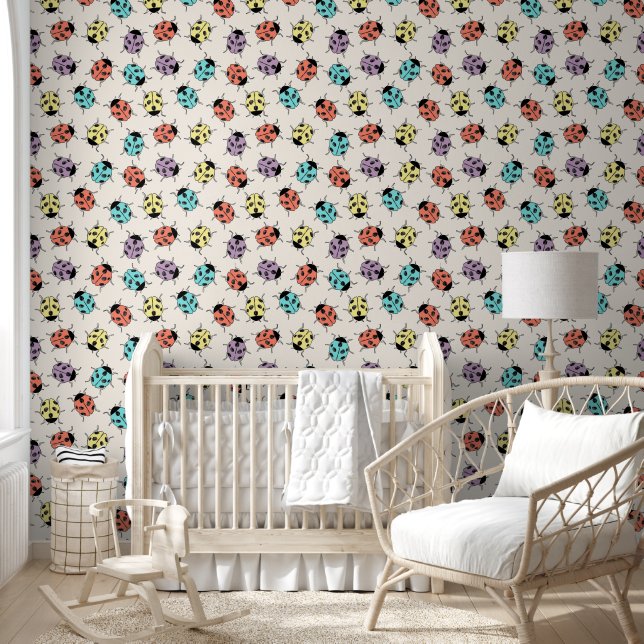 Niedliches Ladybug Muster Kids Wallpaper Tapete (Kinder)