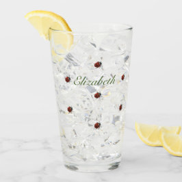 Niedliches Ladybug-Muster mit Name Glas
