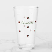 Niedliches Ladybug-Muster mit Name Glas (Vorderseite)