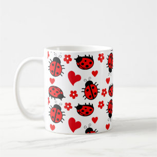 Niedliches Ladybug Muster Schöne Insektenherzen Bl Kaffeetasse