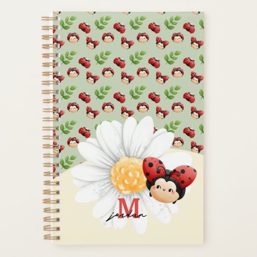 Niedliches LadyBug Pattern Kids-Notebook mit Namen Planer (Vorderseite)