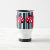 Niedliches Ladybug Red White Stripes Muster Reisebecher (Mittel)
