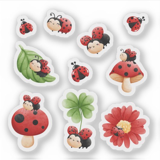 Niedliches Ladybug Sticker Set - Whimsical Nature  (Vorderseite)