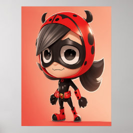 Niedliches Ladybug Superhero Girl Kinder Zimmerpos Poster