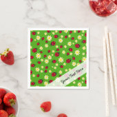niedliches Ladybug und dunkle Blume grün Serviette (Beispiel)