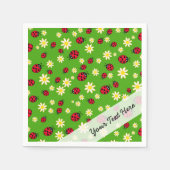 niedliches Ladybug und dunkle Blume grün Serviette (Vorderseite)