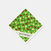 niedliches Ladybug und dunkle Blume grün Serviette (Ecke)