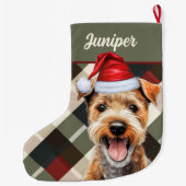 Niedliches Lakeland Terrier Holiday Kariert Custom Großer Weihnachtsstrumpf (Rückseite)