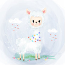 Niedliches Lama Baby Duschkuchen Topper