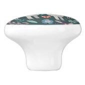 Niedliches Lama-Blumenentwurf Keramikknauf (Seitenansicht)