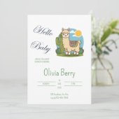 Niedliches Lama Fiesta Theme Kinderdusche Einladun Einladung (Stehend Vorderseite)