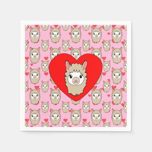 Niedliches Lama-Gesicht Zeichnend Serviette (Vorderseite)