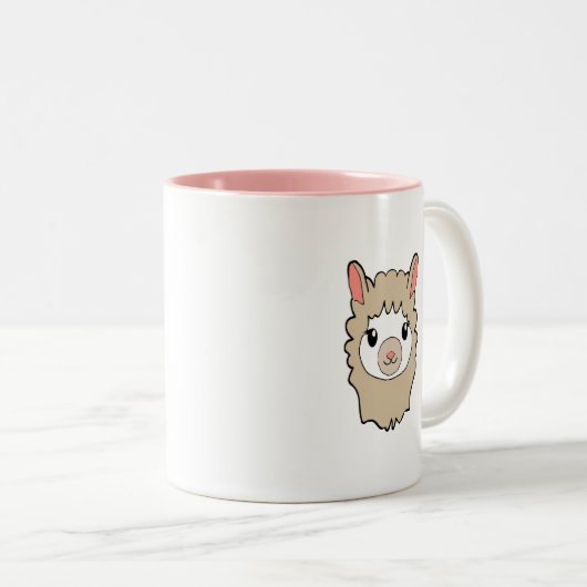 Niedliches Lama-Gesicht Zeichnend Zweifarbige Tasse (VorderseiteRechts)