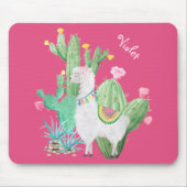 Niedliches Lama im Cactus Garden - Personalisiert Mousepad (Vorne)