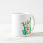 Niedliches Lama in der gelben blühenden Kaffeetasse (VorderseiteRechts)