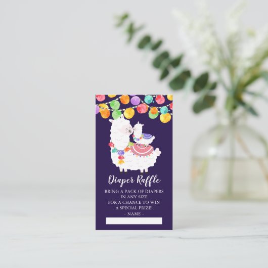 Niedliches Lama Mama Baby Duschkabine Windeln Raff Begleitkarte (Stehend Vorderseite)
