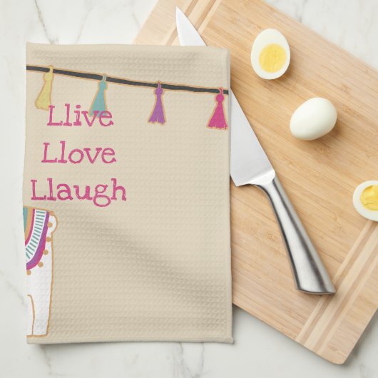 Niedliches Lama mit kundenspezifischer Geschirrtuch (Viertel Falte)