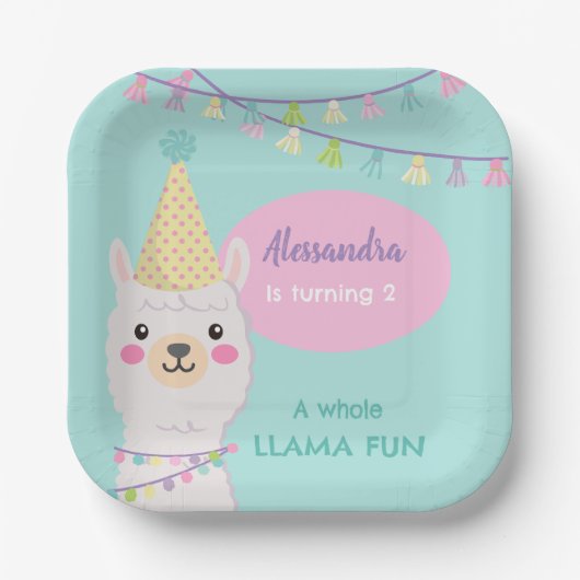 Niedliches Lama-Party Pappteller (Vorderseite)