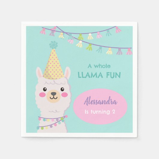 Niedliches Lama-Party Serviette (Vorderseite)