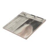 Niedliches Lama Schwarz/Weiß Fliese (Seite)