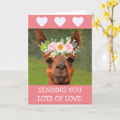 Niedliches Lama und Herz werden gut Karte (Gelbe Blume)