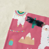 Niedliches Lama- und Kaktusmuster-Monogramm Strandtuch (Beispiel)