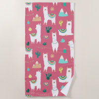 Niedliches Lama- und Kaktusmuster-Monogramm