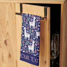 Niedliches Lama-Whimsisches botanisches Muster Geschirrtuch