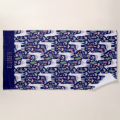 Niedliches Lama-Whimsisches botanisches Muster Strandtuch (Vorderseite)